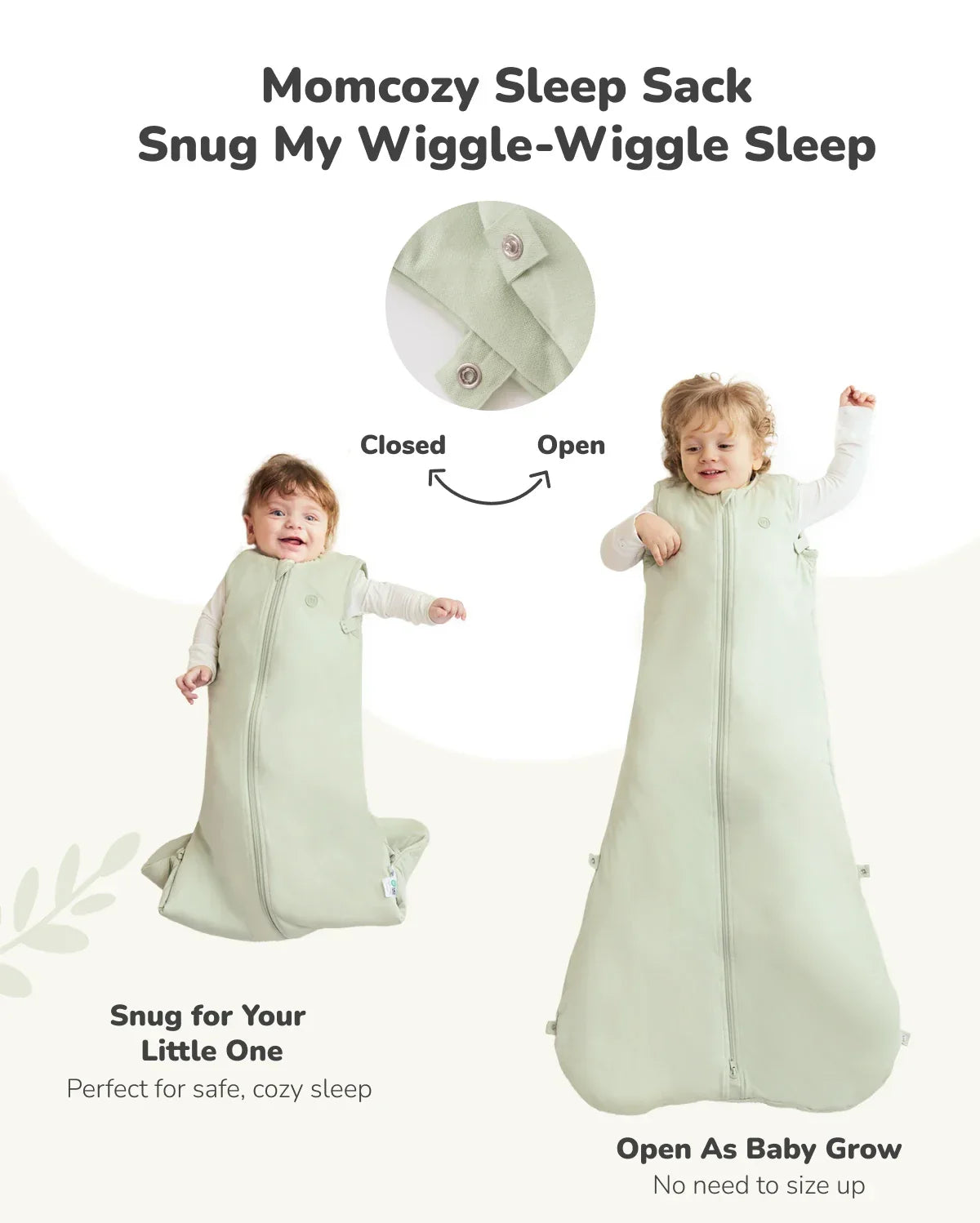Momcozy Baby Sleep Sack 1.5 TOG - Green, Small (0-6 Months)