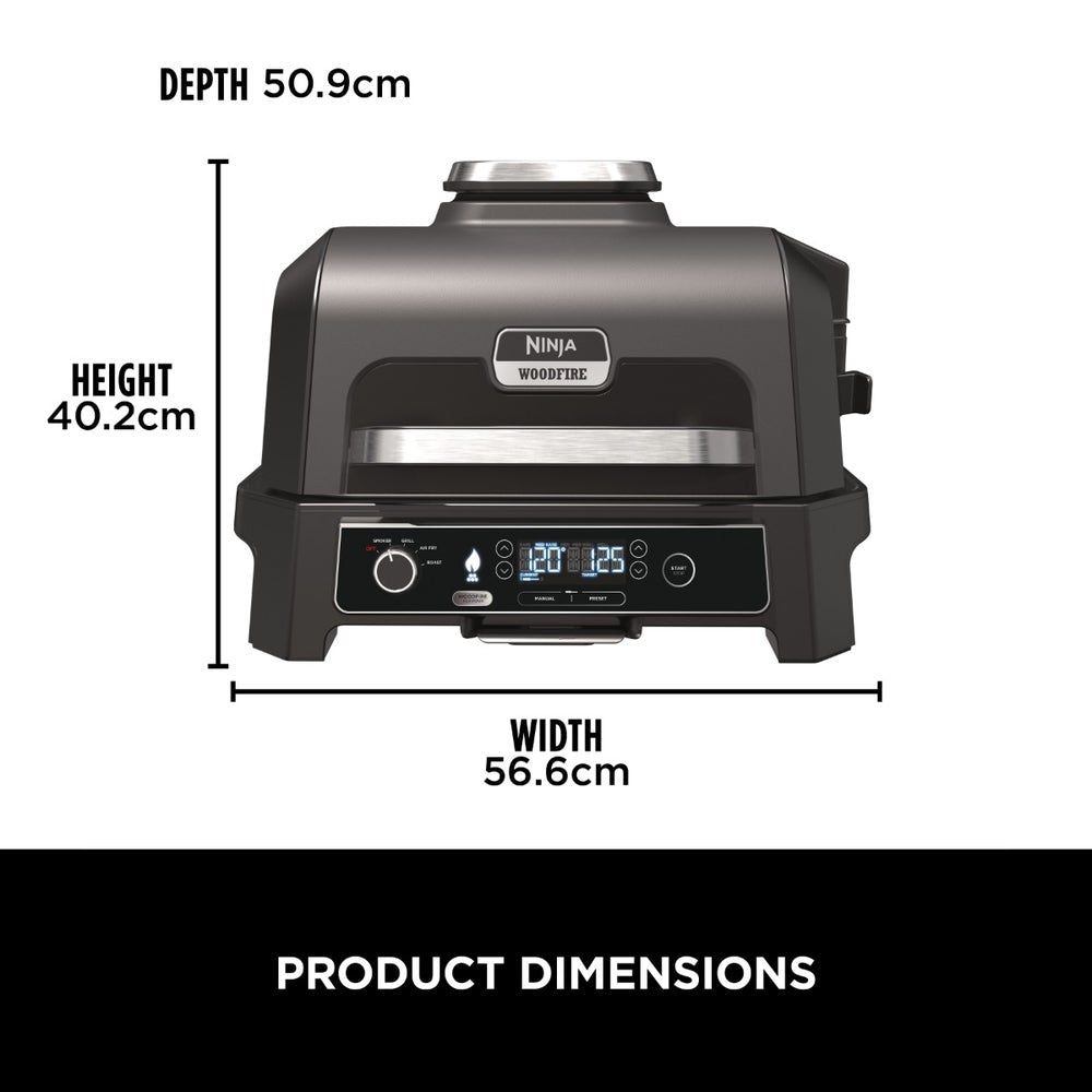 Ninja Woodfire Pro XL Electric BBQ Grill & Smoker OG850ME - Black