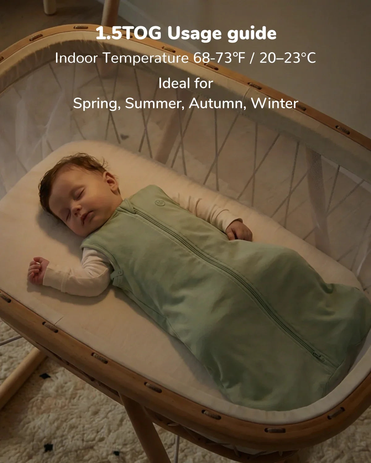 Momcozy Baby Sleep Sack 1.5 TOG - Green, Small (0-6 Months)
