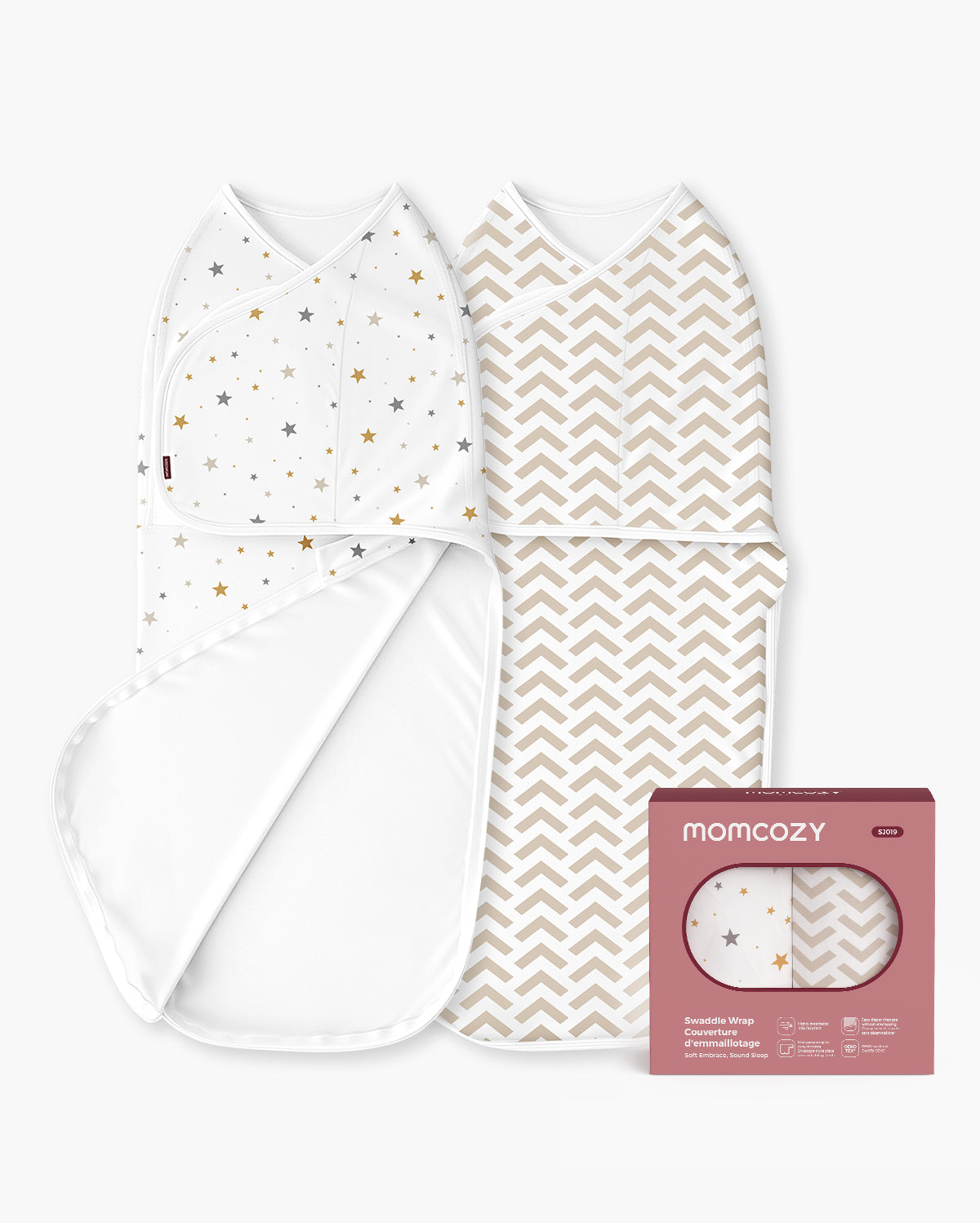 Momcozy Easy Swaddle Wrap 0-3M, 2-Pack - Geometric & Stars (Wonder)