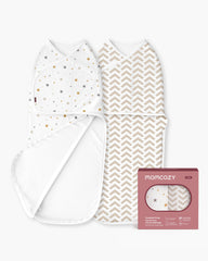 Momcozy Easy Swaddle Wrap 0-3M, 2-Pack - Geometric & Stars (Wonder)