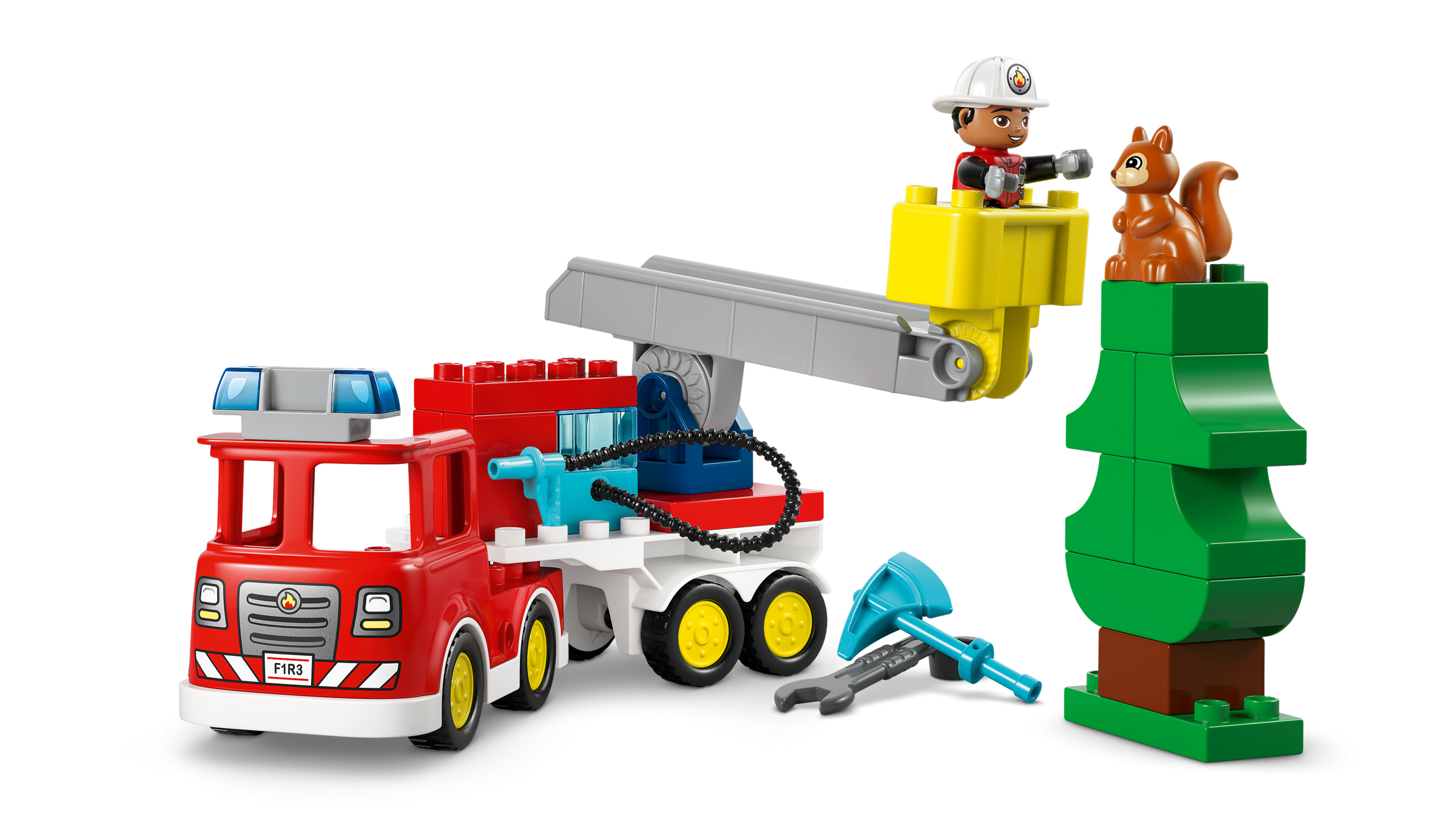 Fire Truck with Hose and Firefighter