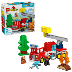 Fire Truck with Hose and Firefighter