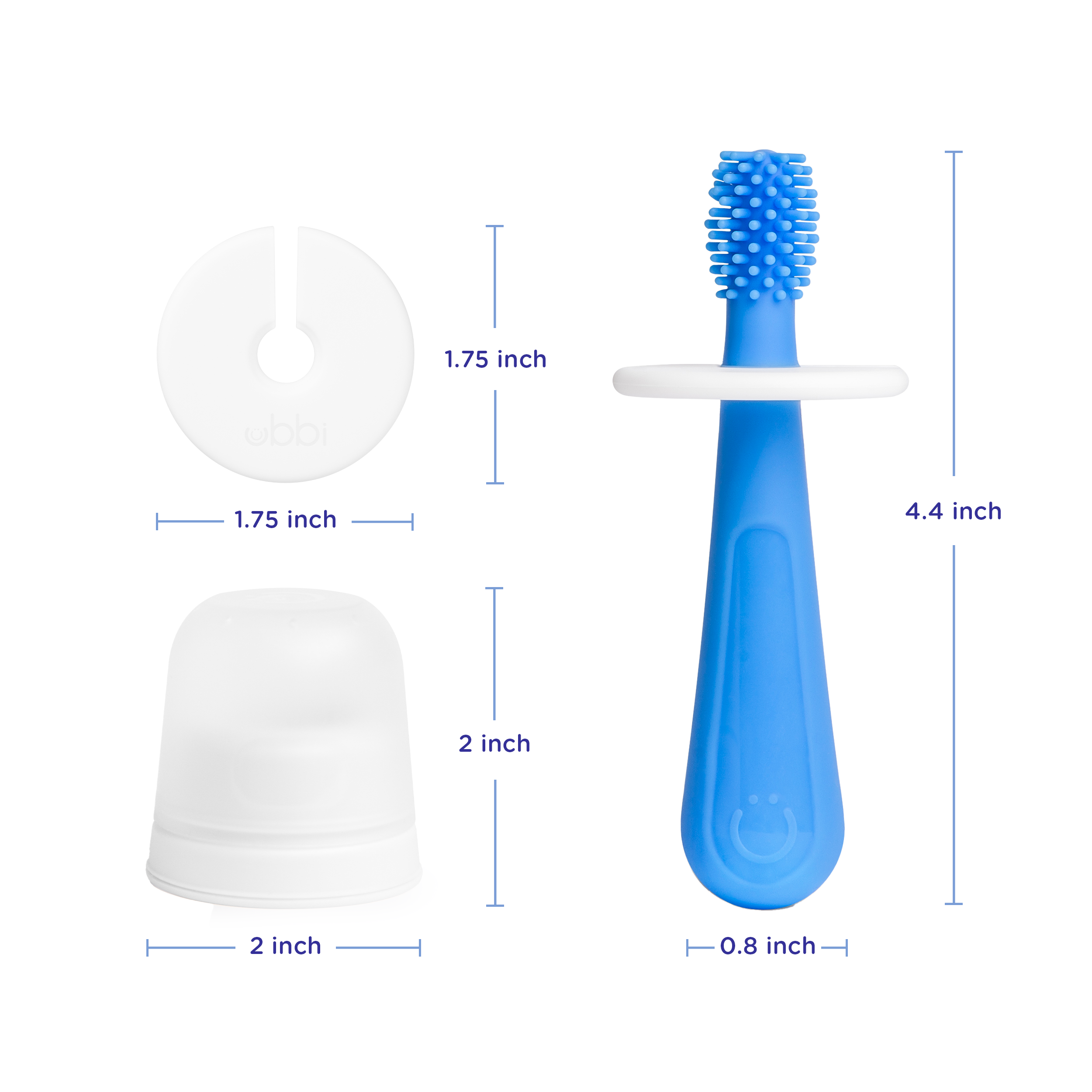 Ubbi Silicone Training Toothbrush Set with Case - Polaris