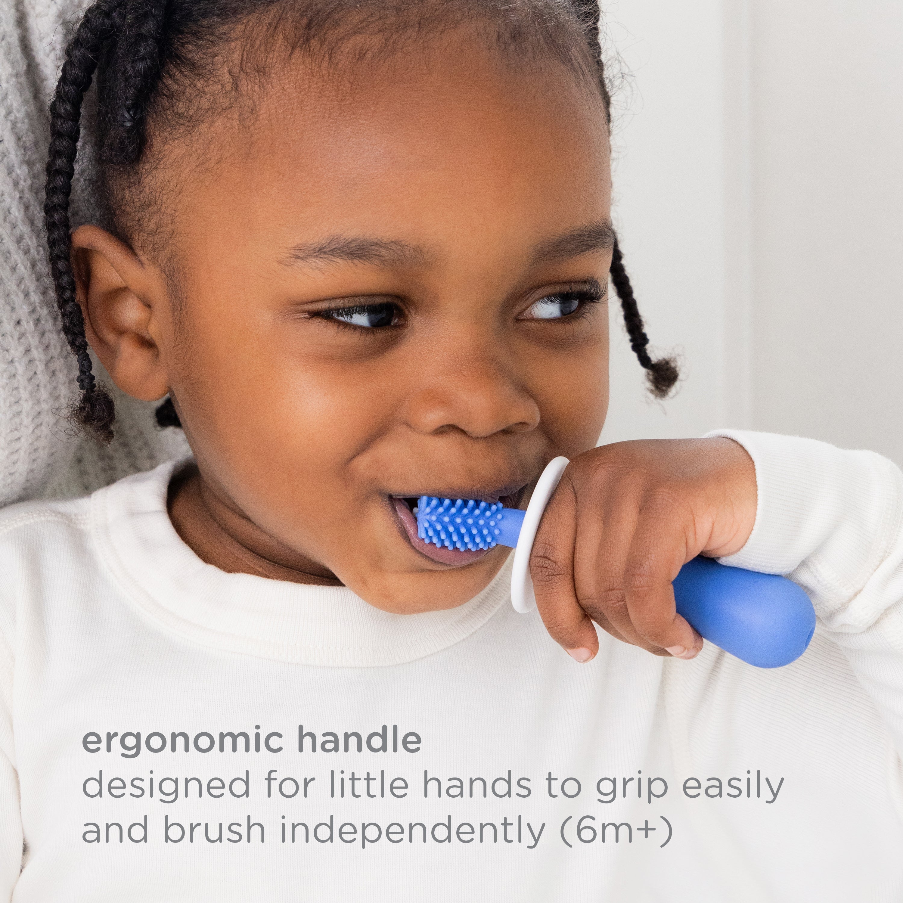 Ubbi Silicone Training Toothbrush Set with Case - Polaris