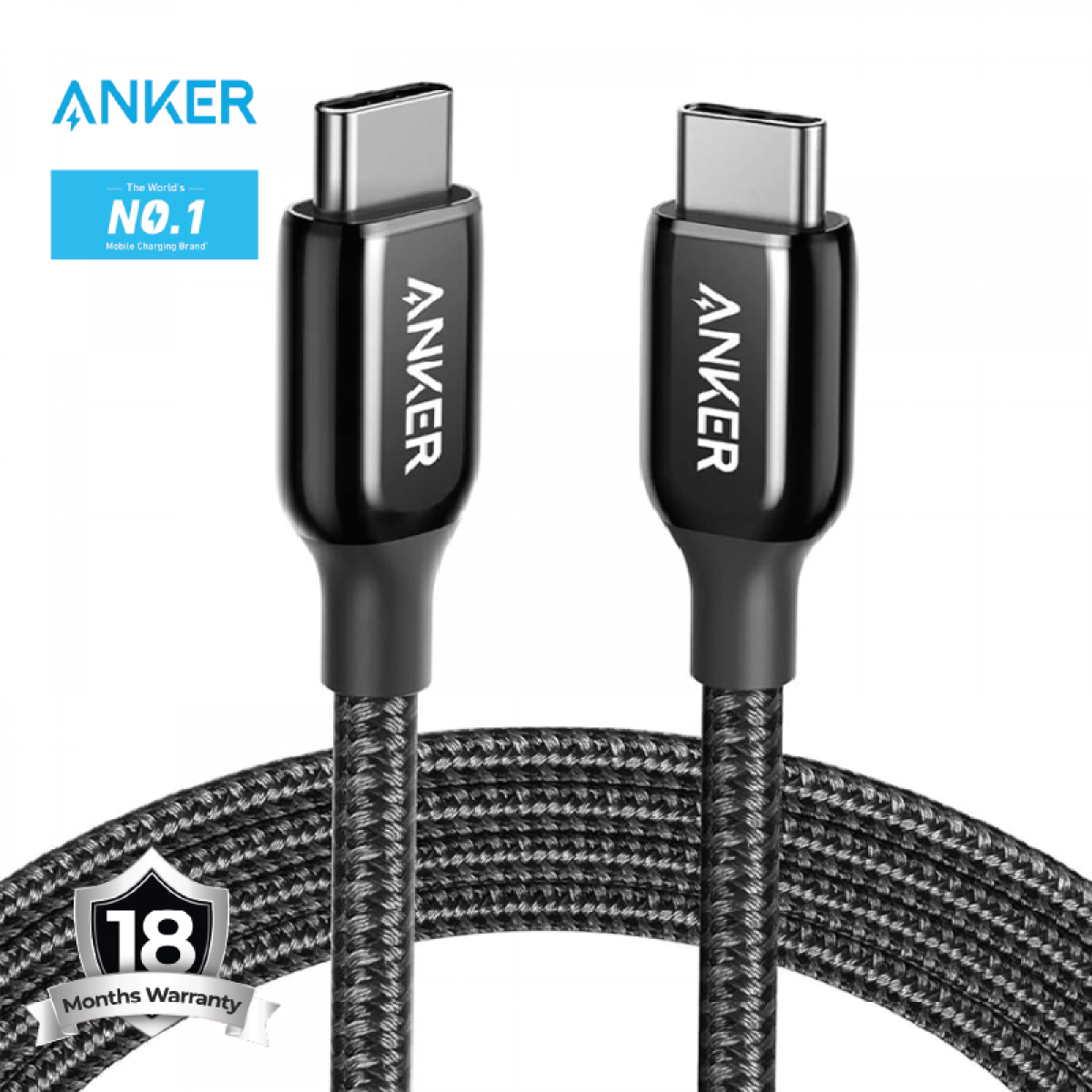 Anker Nylon USB-C to USB-C 2.0 | 2 Meters - Black Anker Nylon USB-C to USB-C 2.0 | 2 Meters - Black