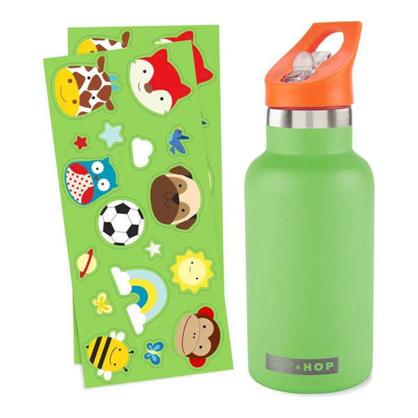 Skip Hop Stainless Steel Canteen Bottle with Stickers - Green