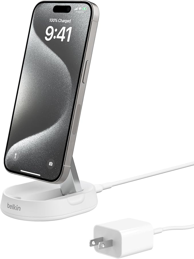 BELKIN BOOSTCHARGE PRO CONVERTIBLE MAGNETIC WIRELESS CHARGING STAND WITH QI2 15W - White