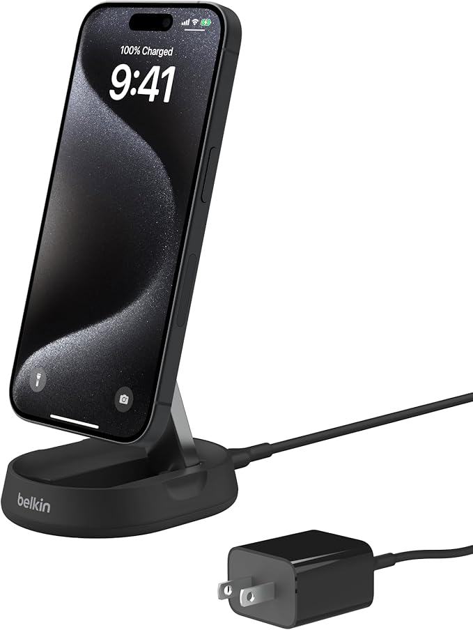 BELKIN BOOSTCHARGE PRO CONVERTIBLE MAGNETIC WIRELESS CHARGING STAND WITH QI2 15W - Black