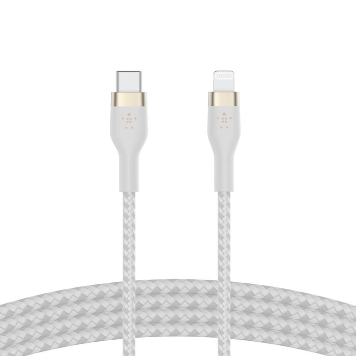 BELKIN BOOSTCHARGE PRO FLEX USB-C BRAIDED TO LIGHTNING 1M - WHITE