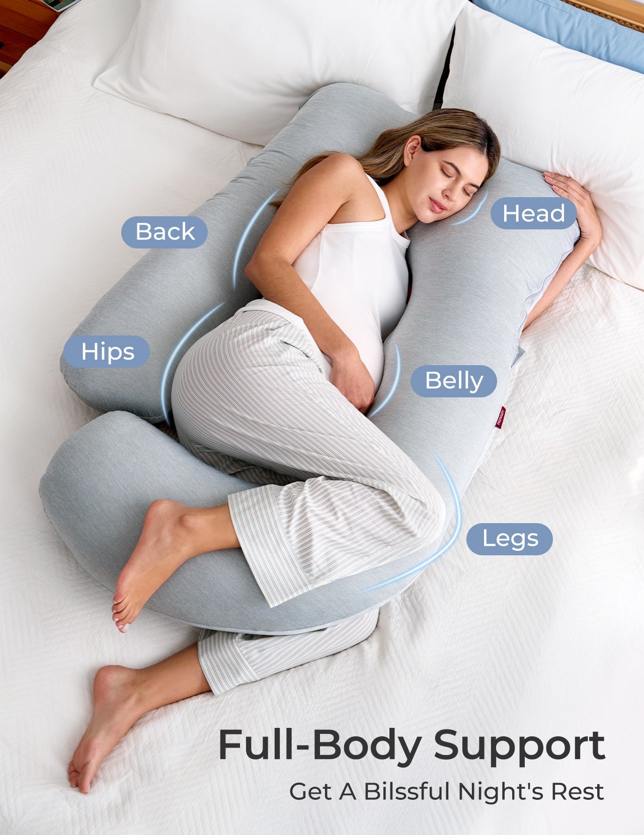 Momcozy U-Shaped Cooling Fabric Pregnancy Pillow
