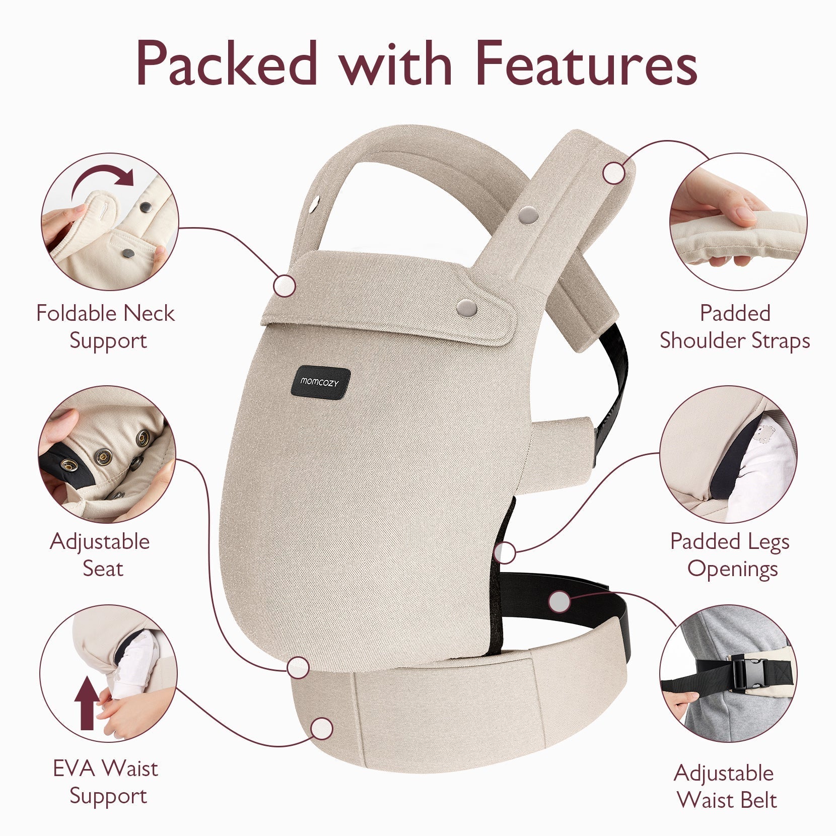 Momcozy Baby Carrier (Khaki, 3 Months+) Slings