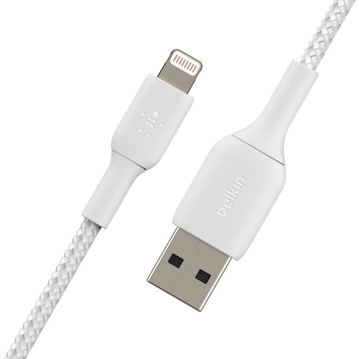 Belkin USB A to lightning braided cable 1m - White