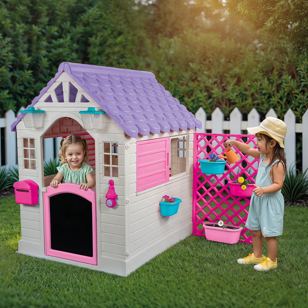 DOLU Garden Playhouse with Fence - Pink