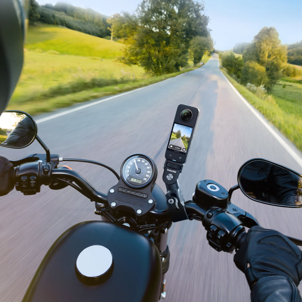 Insta360 Motorcycle Kit in use