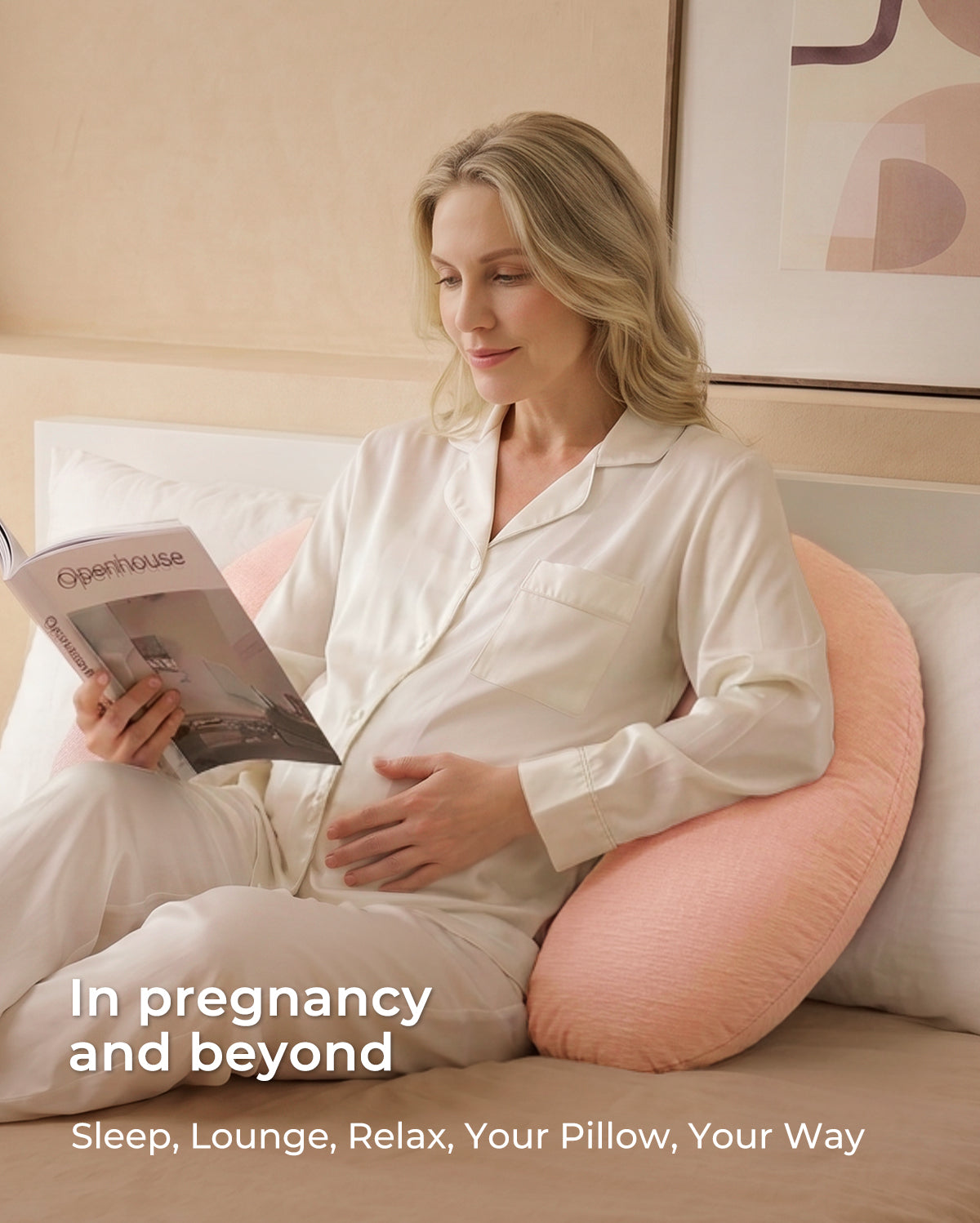 Momcozy J-Shaped Maternity Body Pillow (Grey)