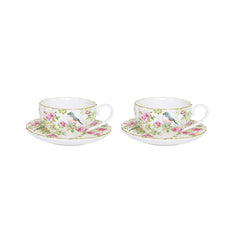 Easy Life Set 2 porcelain coffee cups with saucers 100 ml - SPRING TIME
