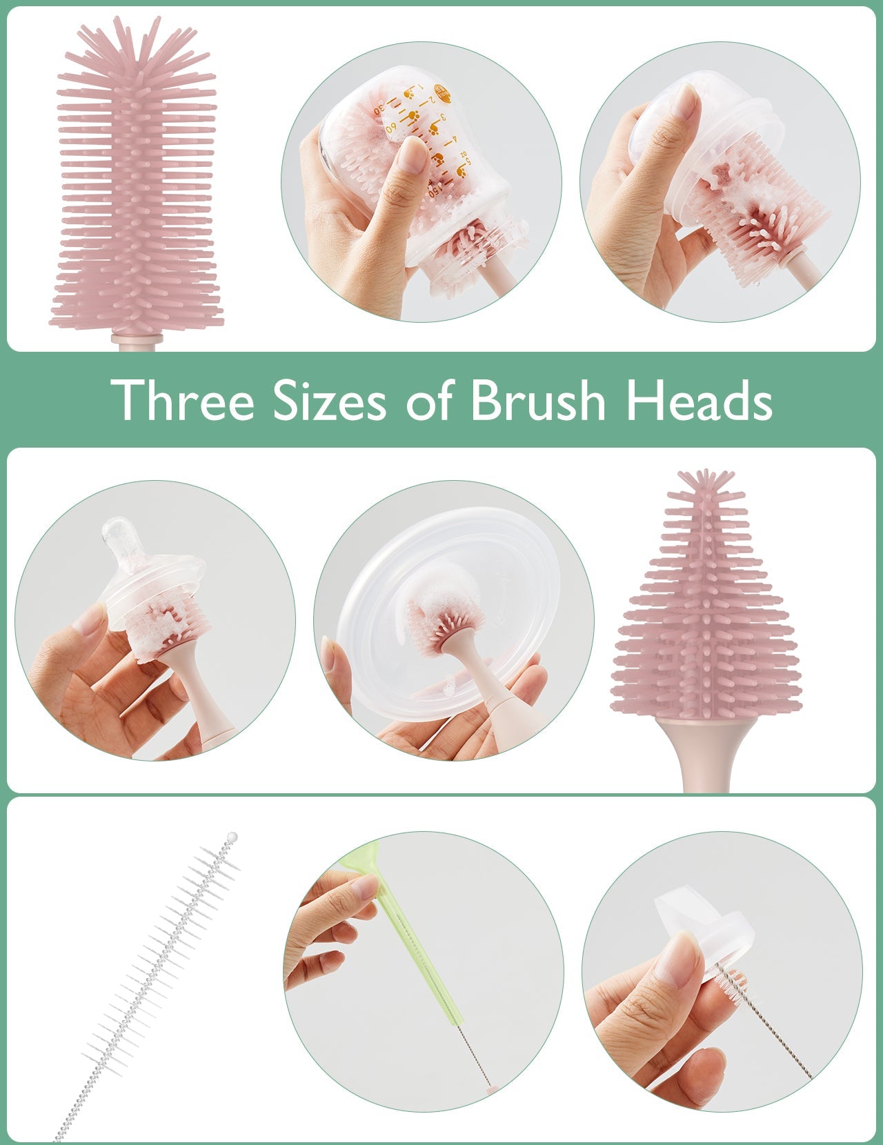 Momcozy Bottle Brush Kit, Innovative Push-Press Design for Better Cleaning