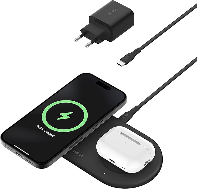 BELKIN BOOSTCHARGE PRO 2-IN-1 MAGNETIC WIRELESS CHARGING PAD WITH QI2 15W