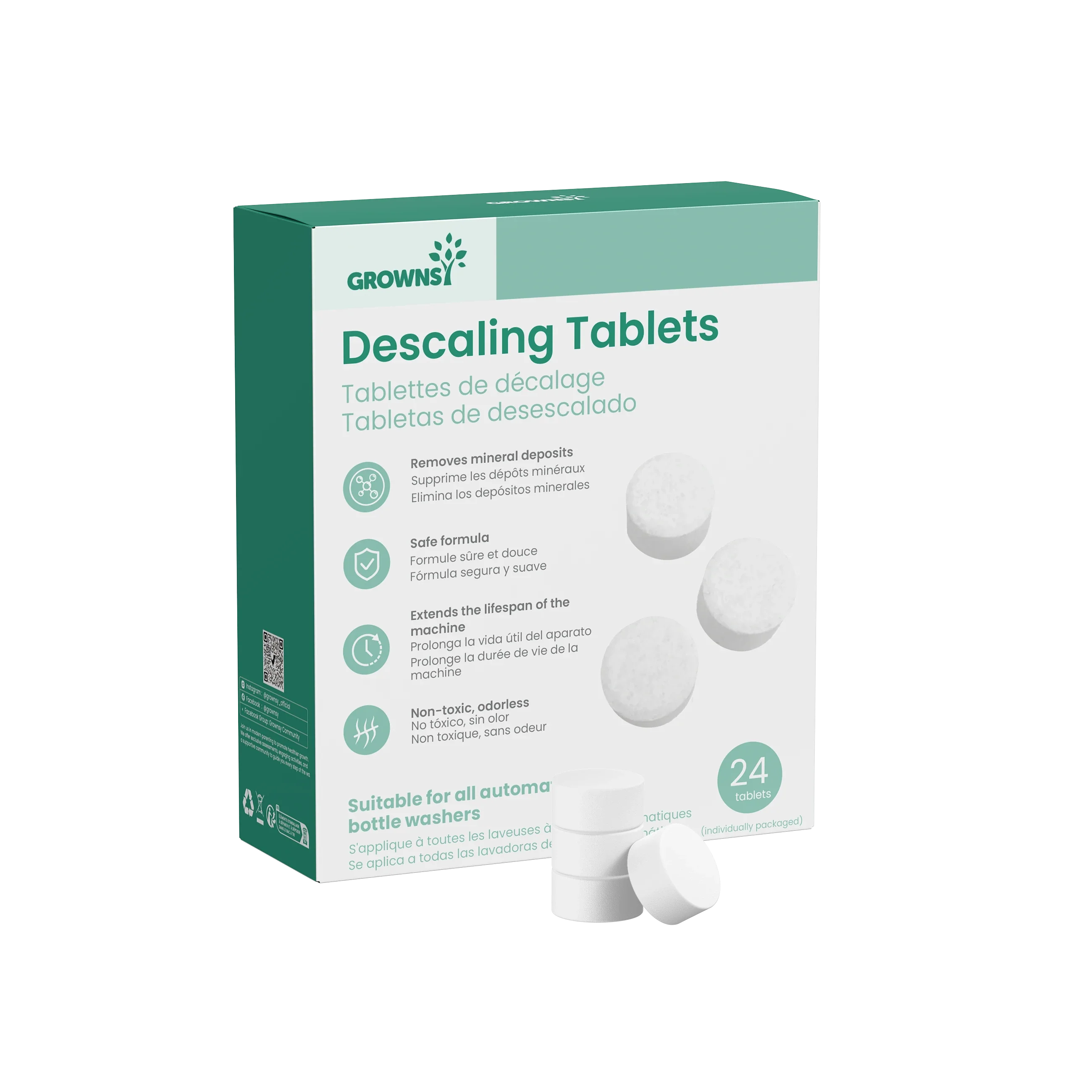 GROWNSY Descaling Tablets for Bottle Washers & Baby Appliances - 24 Count