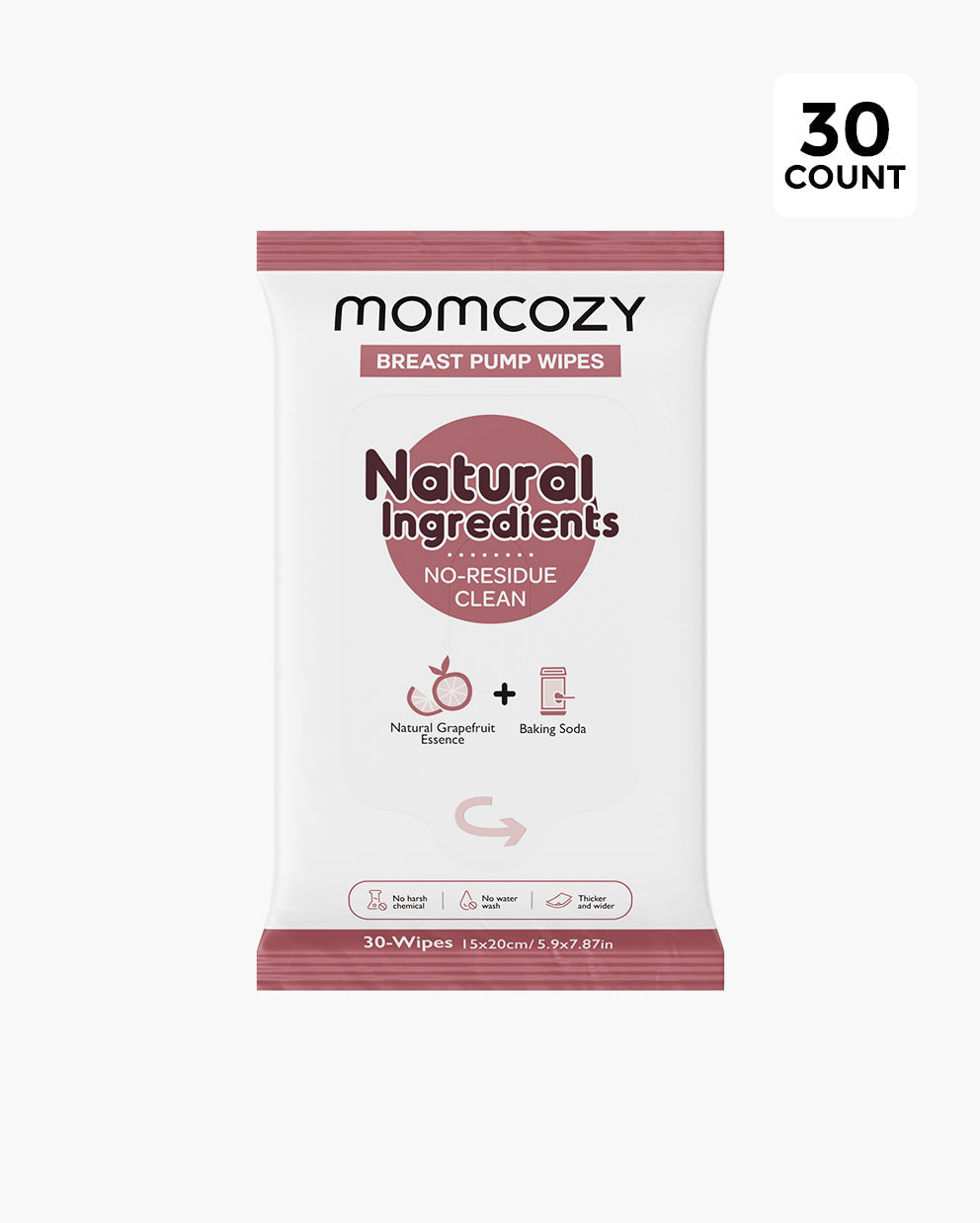 Momcozy Natural Breast Pump Wipes - 30 Count