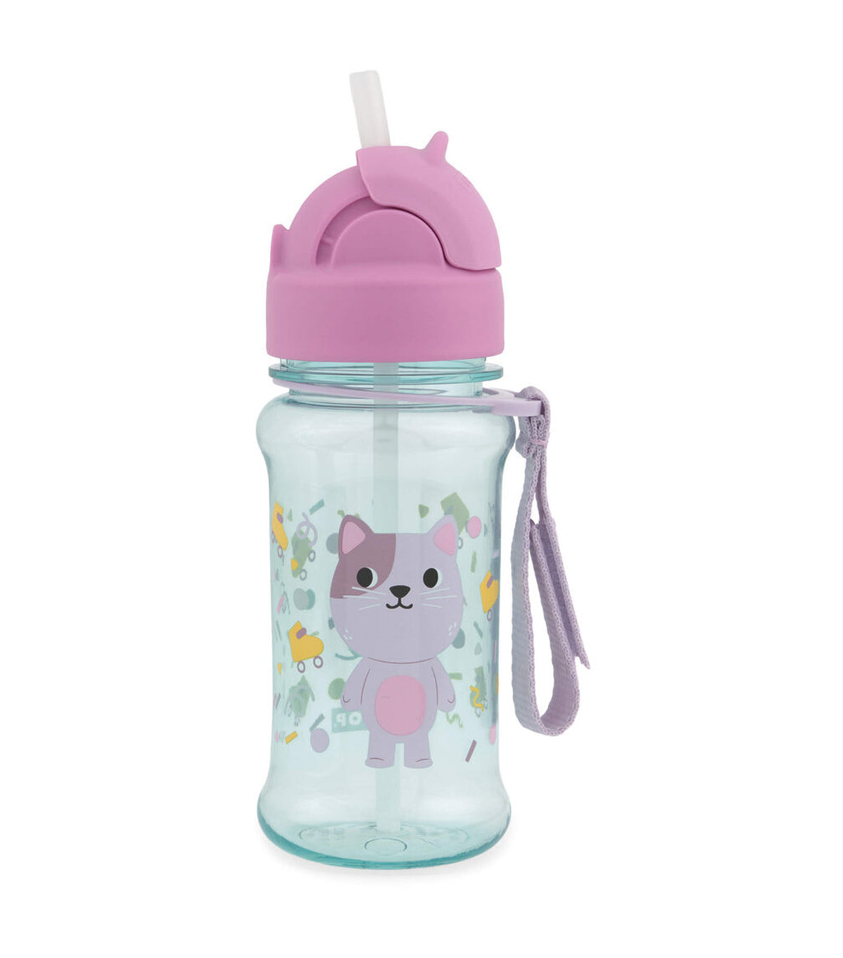 Skip Hop Besties Squad Tritan Straw Bottle - Cleo Cat side view