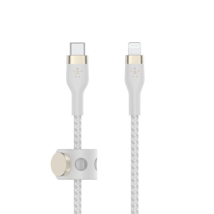 BELKIN BOOSTCHARGE PRO FLEX USB-C BRAIDED TO LIGHTNING 1M - WHITE