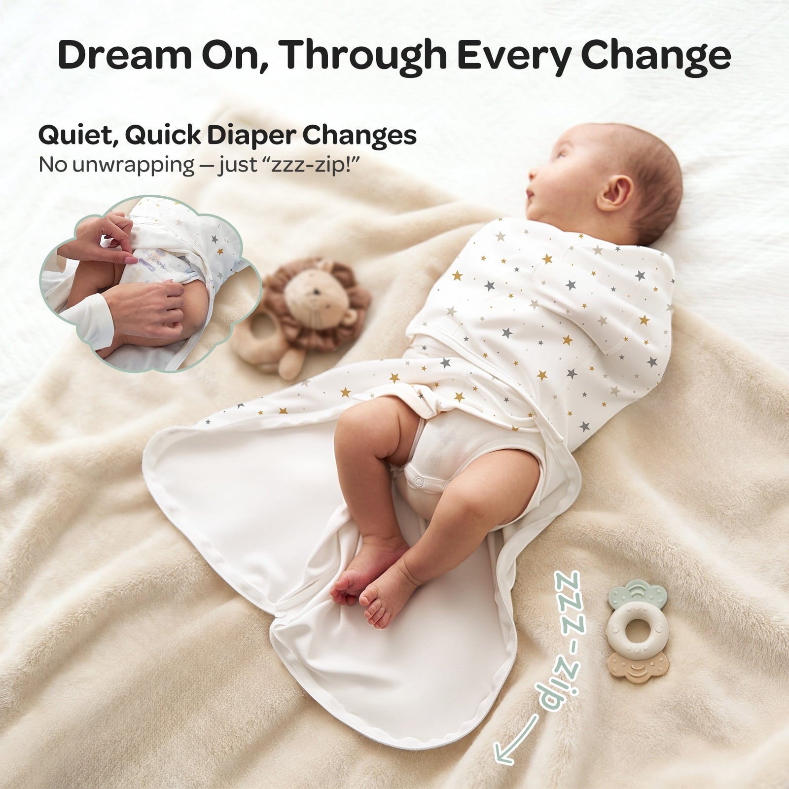 Momcozy Easy Swaddle Wrap 0-3M, 2-Pack - Geometric & Stars (Wonder)