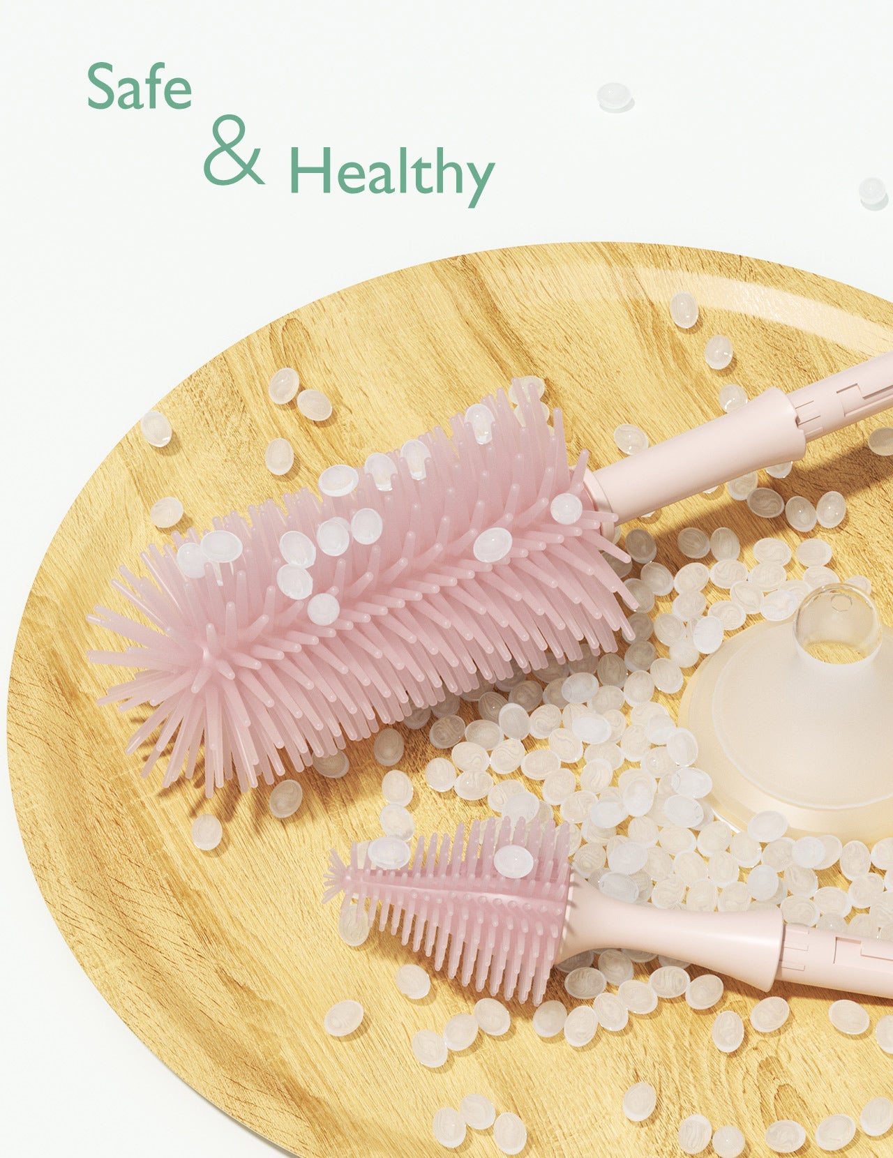 Momcozy Bottle Brush Kit, Innovative Push-Press Design for Better Cleaning, Pink