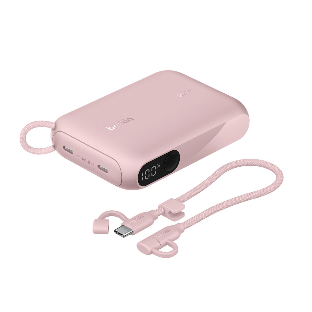 Belkin BoostCharge 10000mAh Power Bank with Display 20W PD - Pink