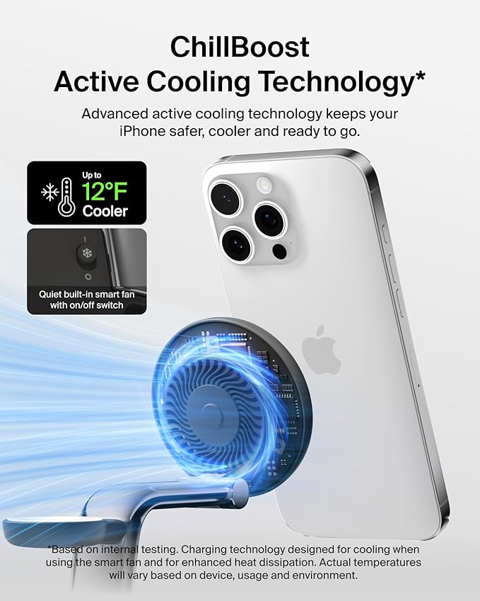 Belkin  BOOST CHARGE PRO QI2 25w Magnetic 3in1 Premium Wireless Charging Stand, Charcoal