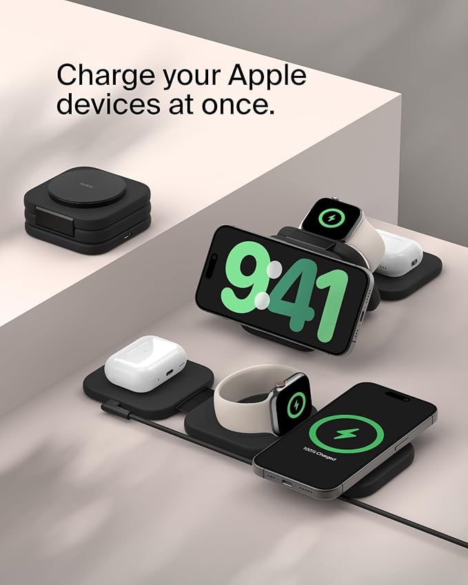 BELKIN BOOSTCHARGE 3IN1 TRAVEL WIRELESS CHARGING PAD WITH QI2 MAGNETIC 15W