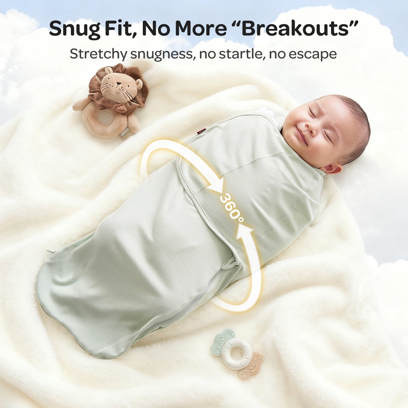 Momcozy Easy Swaddle Wrap 0-3M, 2-Pack - Blue & Green (Serenity)