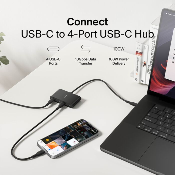 BELKIN CONNECT USB-C TO 4-PORT USB-C HUB, 100W PD