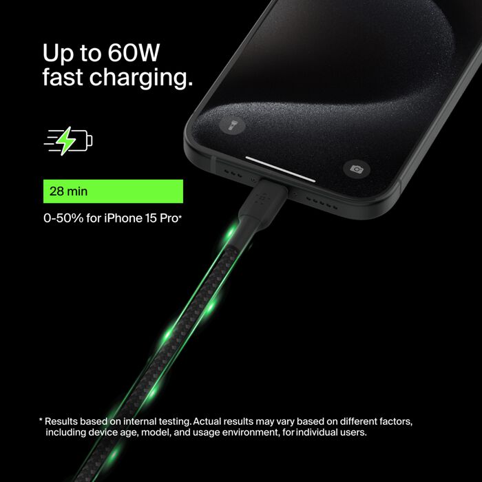 BELKIN BOOSTCHARGE C - C BRAIDED CABLE 1M - BLACK