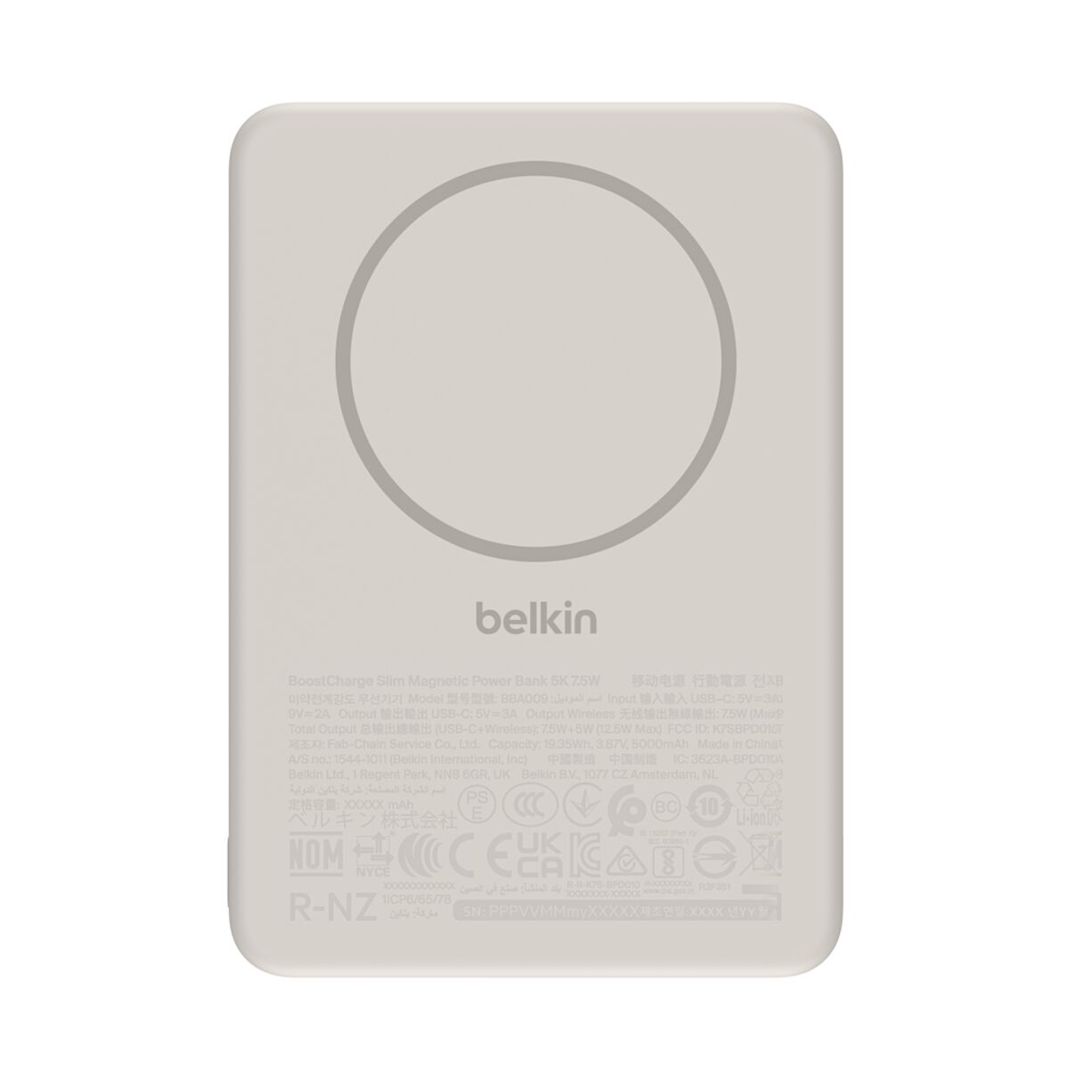 Belkin BoostCharge Slim Magnetic 5000mAh Power Bank MagSafe - Sand