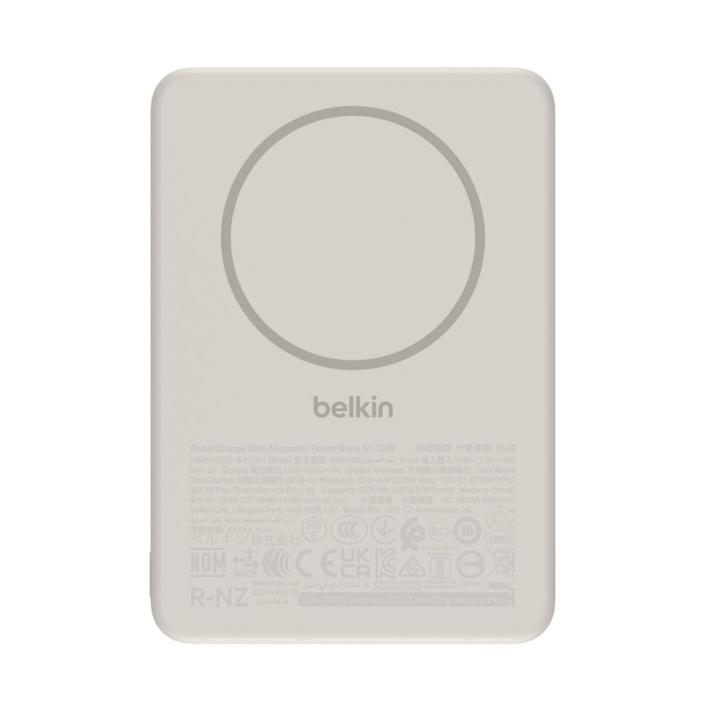 Belkin BoostCharge Slim Magnetic 5000mAh Power Bank MagSafe - Sand