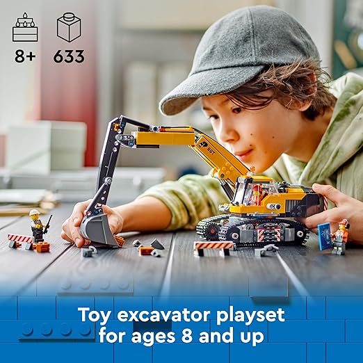 LEGO City Yellow Construction Excavator Toy Digger for 8+