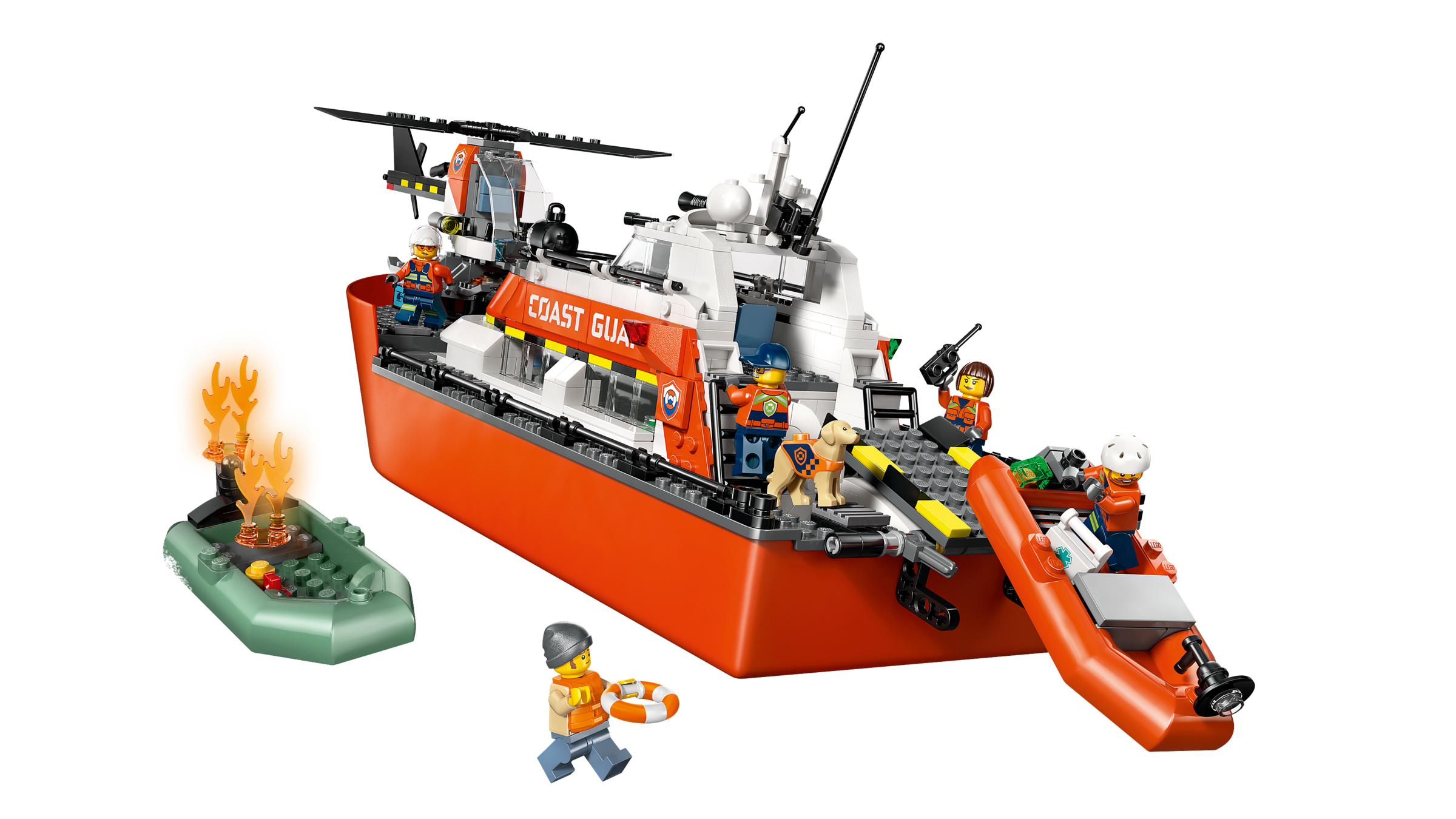 Coast Guard Rescue Boat & Helicopter