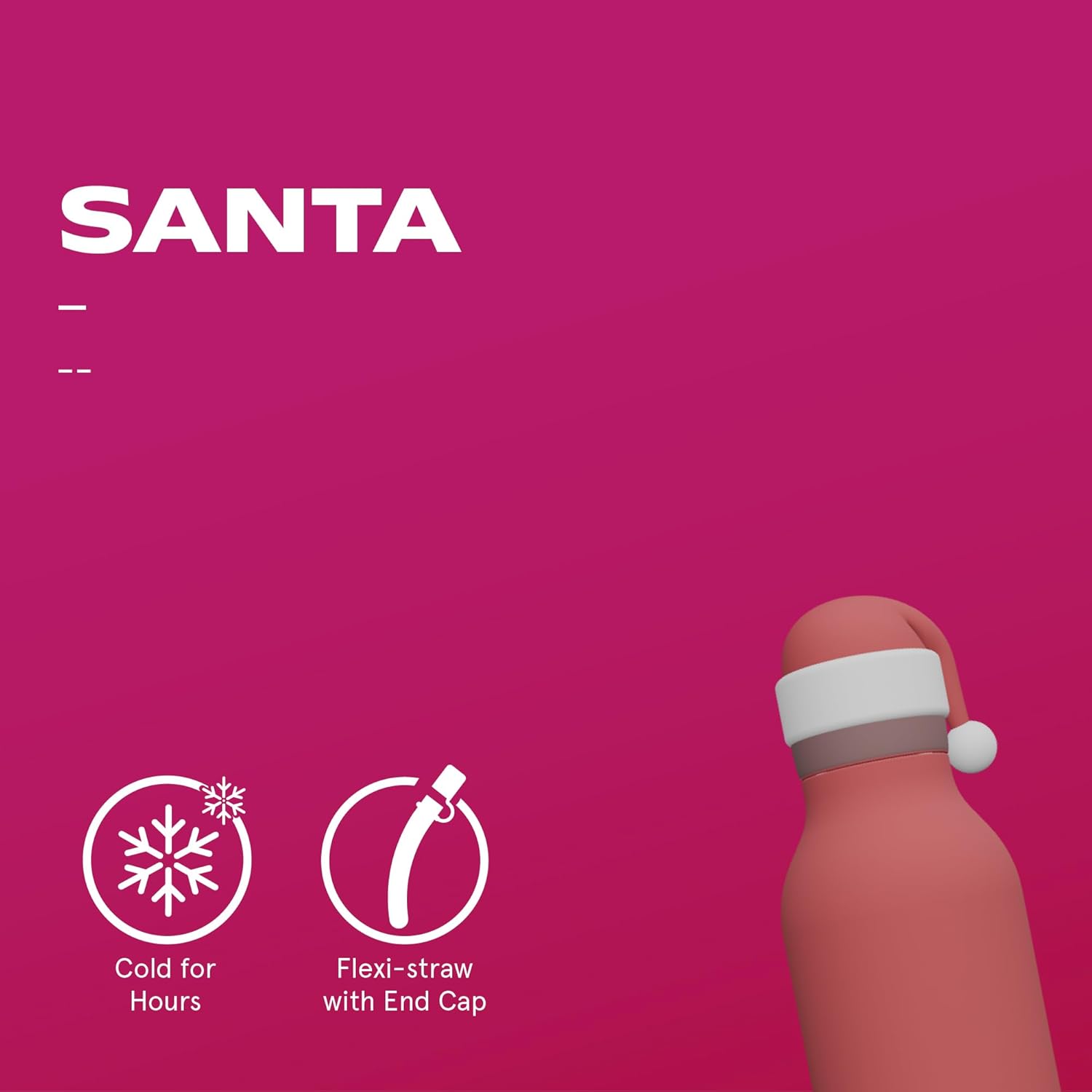 asobu Bestie Bottle Insulated Stainless Steel Water Bottle (Santa)