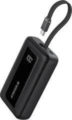 Anker Zolo Power Bank 10000mAh 30W with Built-in USB-C Cable - Black