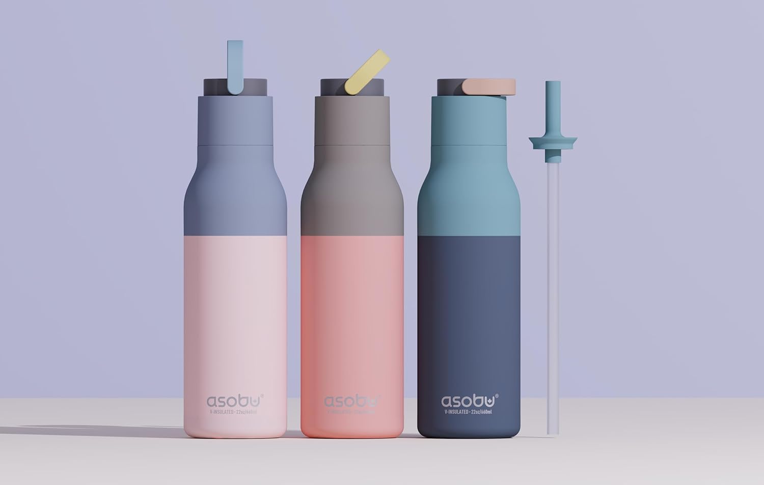 Metro Water Bottle, Double Lined Insulated Water Bottle with Pop-Up Straw and Handle