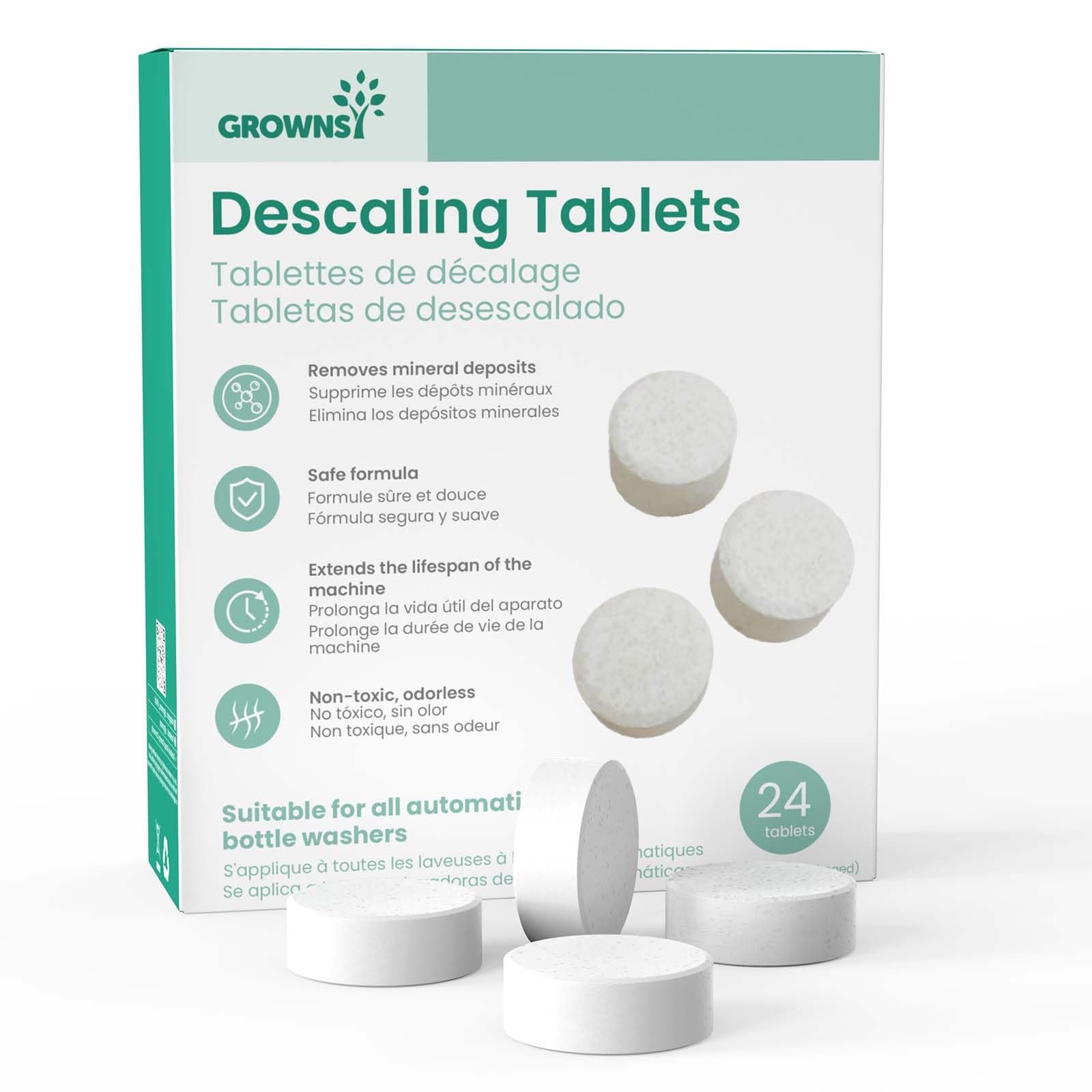 GROWNSY Descaling Tablets for Bottle Washers & Baby Appliances - 24 Count