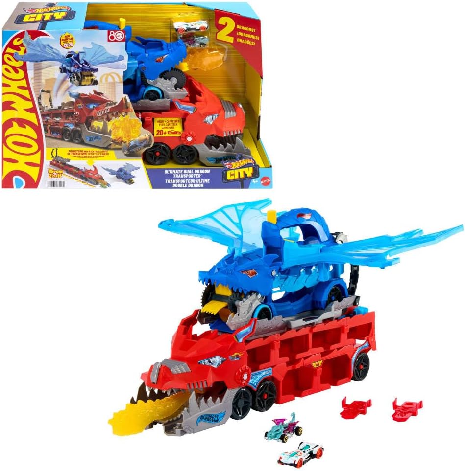 Hot Wheels City Toy Car Track Set, Ultimate Dual Dragon Transporter Hot Wheels City Toy Car Track Set, Ultimate Dual Dragon Transporter