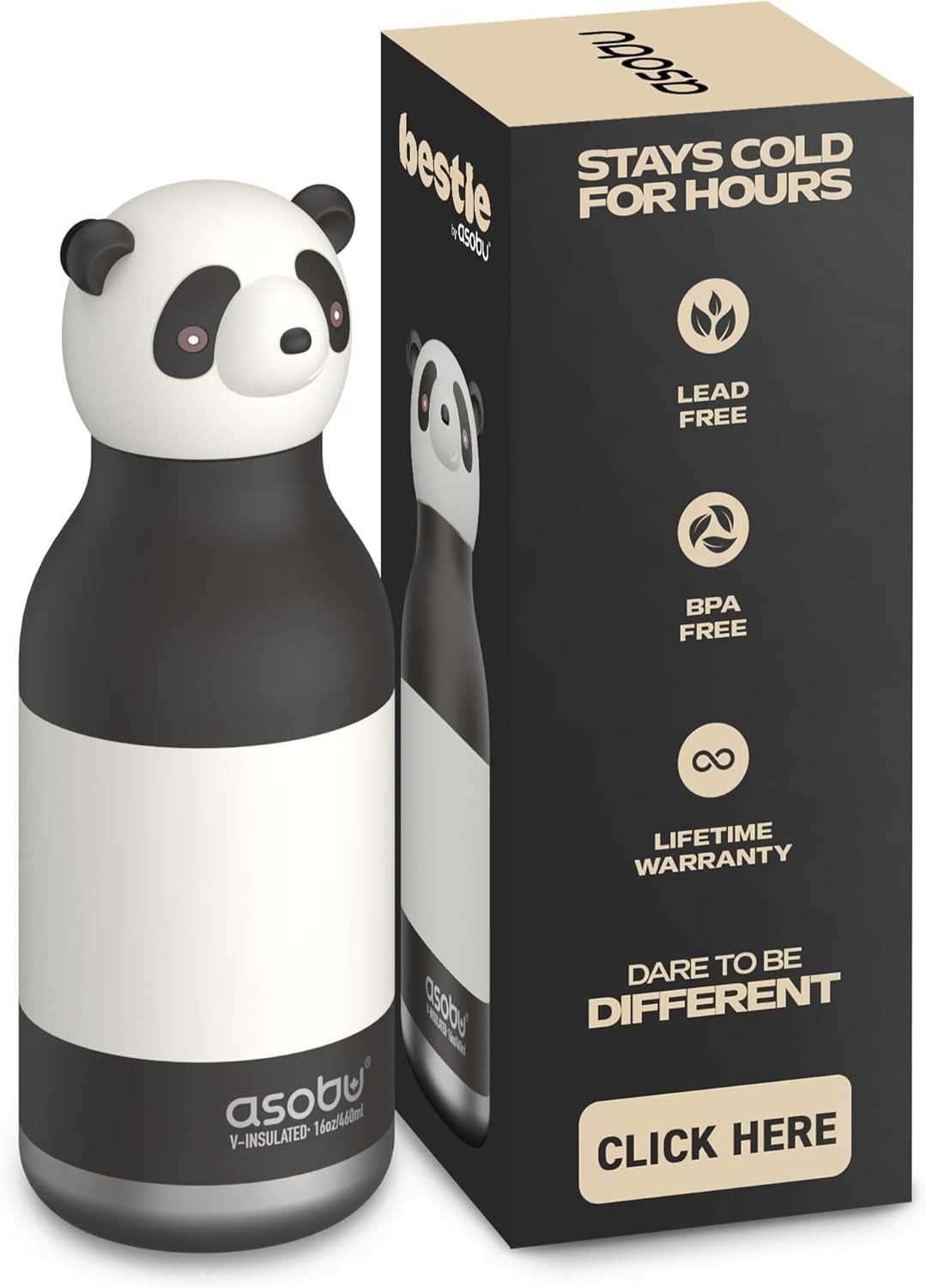 asobu Bestie Bottle Insulated Stainless Steel Water Bottle (panda)