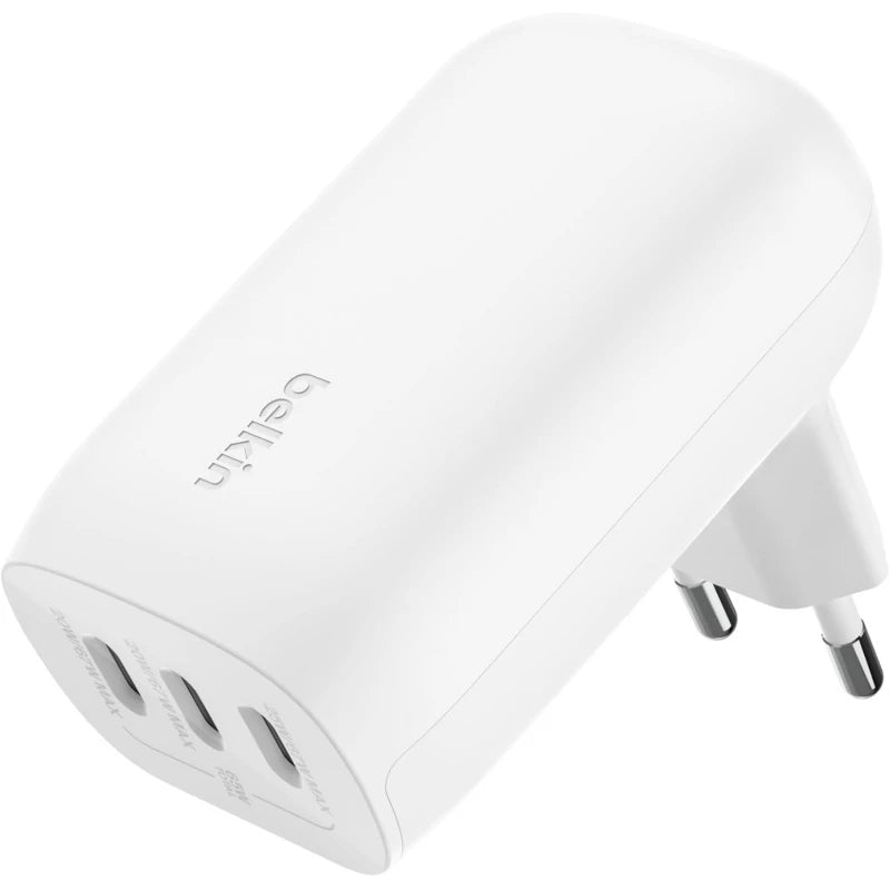 BELKIN 67W TRIPLE USB-C PORTS PD WALL CHARGER WITH PPS (25W+20W+20W) - White BELKIN 67W TRIPLE USB-C PORTS PD WALL CHARGER WITH PPS (25W+20W+20W) - White