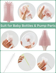 Momcozy Bottle Brush Kit, Innovative Push-Press Design for Better Cleaning, Pink