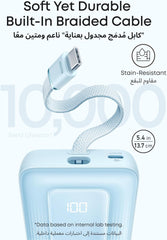 Anker Zolo Power Bank 10000mAh 30W with Built-in USB-C Cable - Blue