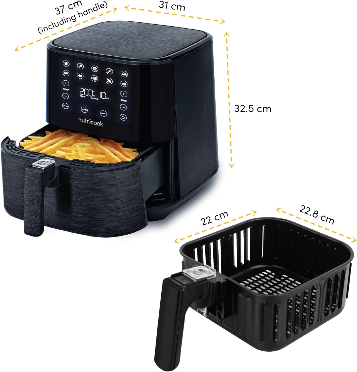 Nutricook Rapid Air Fryer 1700 Watts - Black