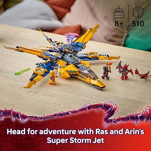 LEGO NINJAGO Ras and Arin’s Super Storm Jet Toy with a Dragon Drone